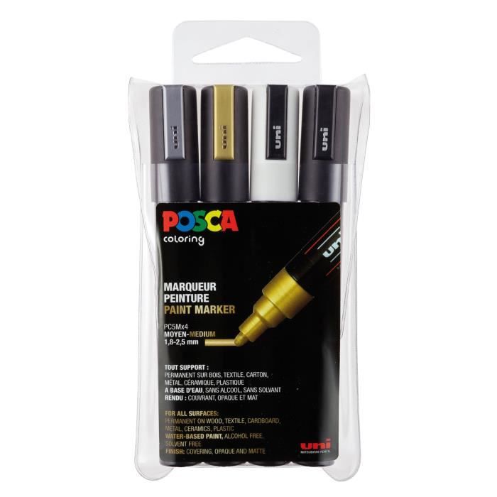 Uniball UNI-Ball Marqueur 182504 – Uni Posca avec mittelfeiner Pointe Ogive, Lot DE 4