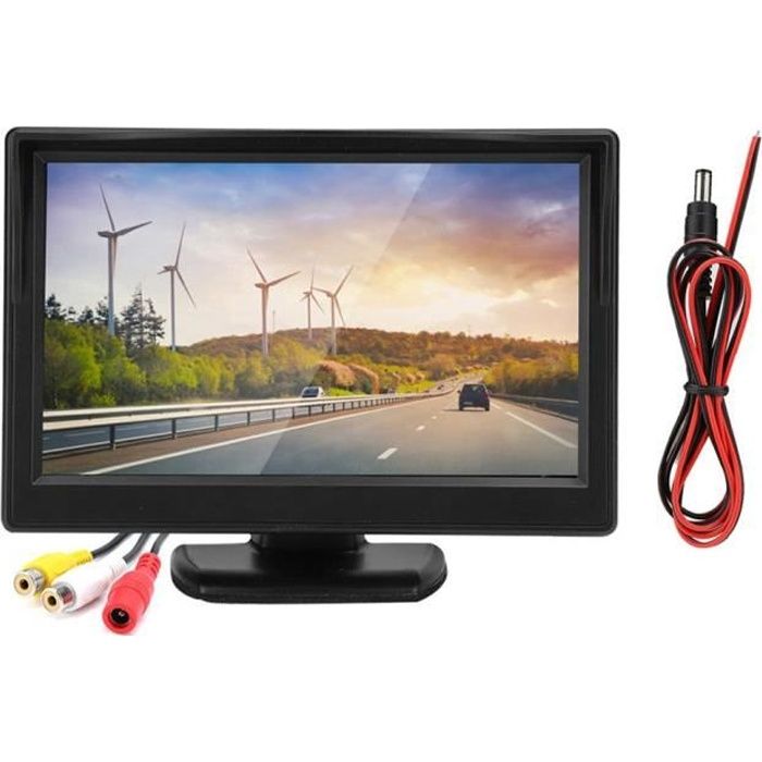 VGEBY écran LCD de voiture 5in haute définition TFT LCD inversant le moniteur étanche de stationnement pour caméra de recul de
