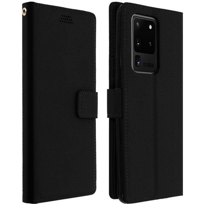 Housse Samsung Galaxy S20 Ultra Étui Folio Porte carte Support Vidéo - noir Noir