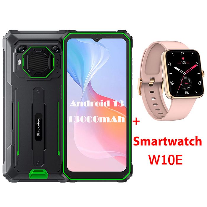 Smartphone Blackview BV6600E 5.7- HD+ 4Go+32Go/SD 128Go Octa-core 8580mAh Triple caméra arrière 13MP Double SIM Android 11 - Vert