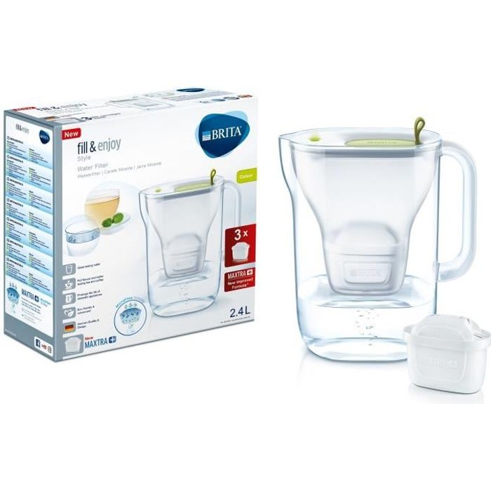 Pack BRITA Carafe filtrante STYLE Vert + 3 Cartouches de rechange
