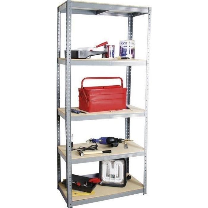 COGEX Etagère de rangement clipsable métal 5 plateaux charge lourde