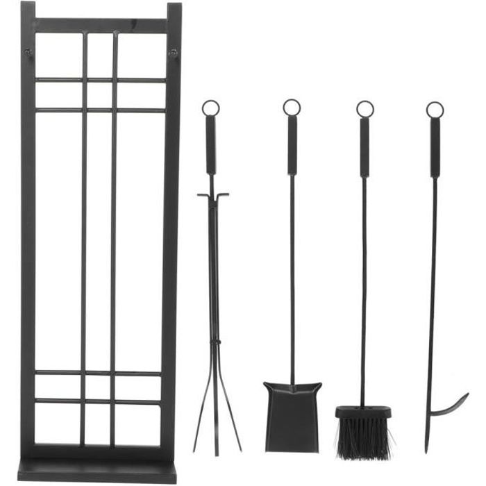 Ensemble d'outils de cheminée Vintage en fer forgé Brosse Pelle Tong Poker Kit pour la maison à l'intérieur
