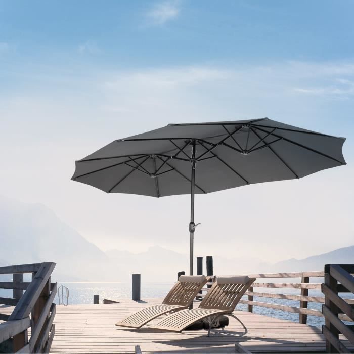 Parasol De Jardin Double Aluminium, Grand Taille, avec manivelle, pour Jardin, extérieur, Piscine, Plage - Mondeer