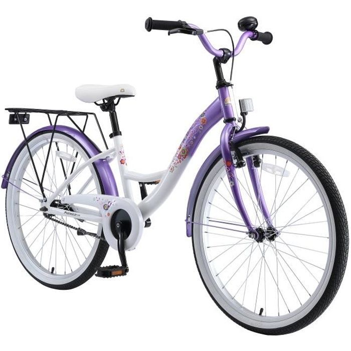 BIKESTAR | Vélo pour enfants | 24 pouces | pour garçons et filles de 10-13 ans | Edition Classique | Lilas Blanc