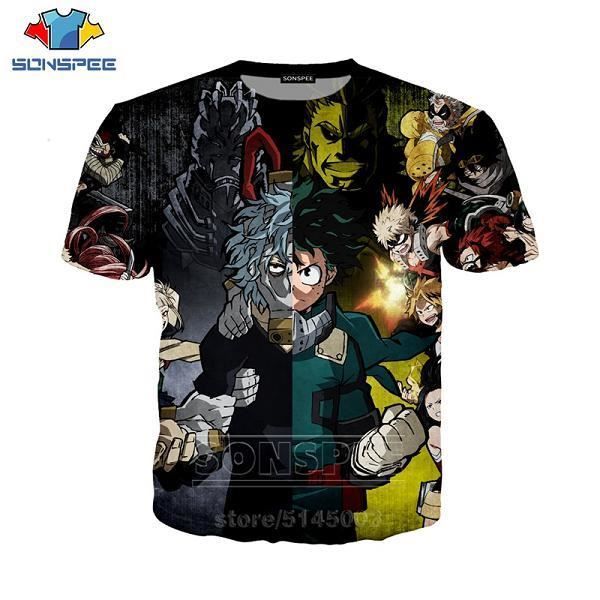 T-shirt Eté,SONSPEE – t-shirt My Hero Academia pour hommes et femmes, haut à la mode, imprimé en 3D, Anime Dabi asuyu, C001