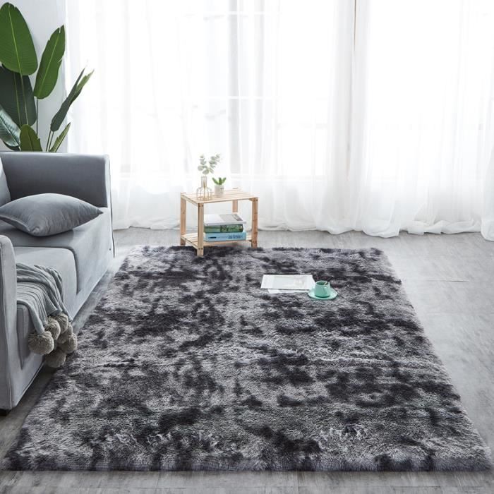 NEUFU 60x160cm Tapis de Salon Chambre - Shaggy Yoga Moquette - Microfibre Extra Doux Gris foncé