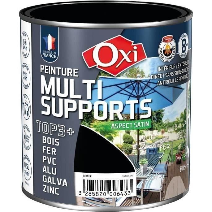 OXI Peinture multi supports TOP3+ Satin - 0,5 L - Noir