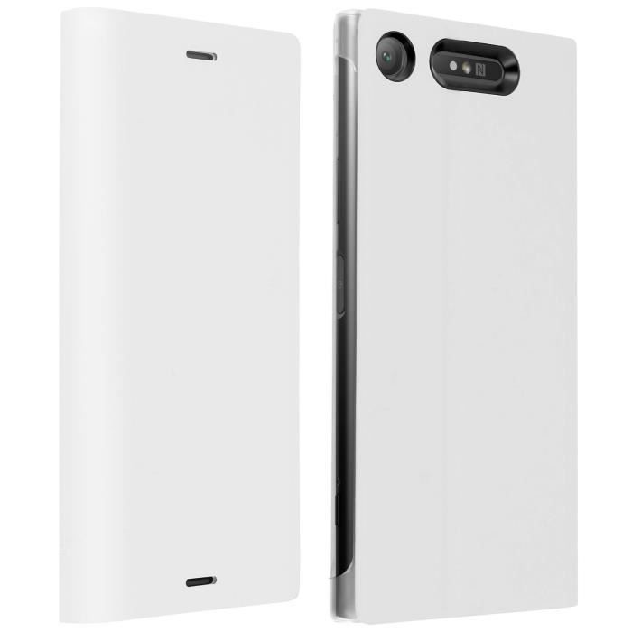 Etui Xperia Z1 Housse d'Origine Clapet Folio Stand Blanc Protection Intégrale