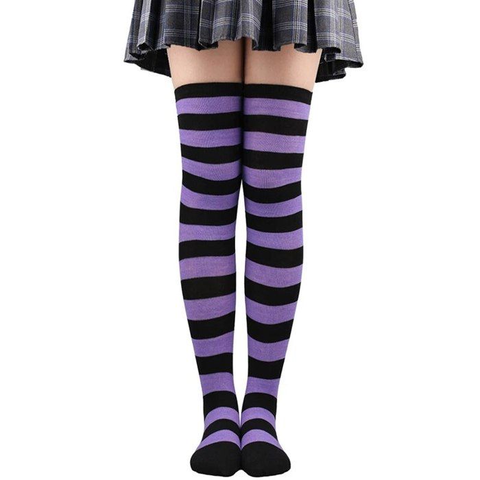 Chaussettes Hautes Rayées Femme - Au-dessus Du Genou, Taille Unique 37-39, Multicolores