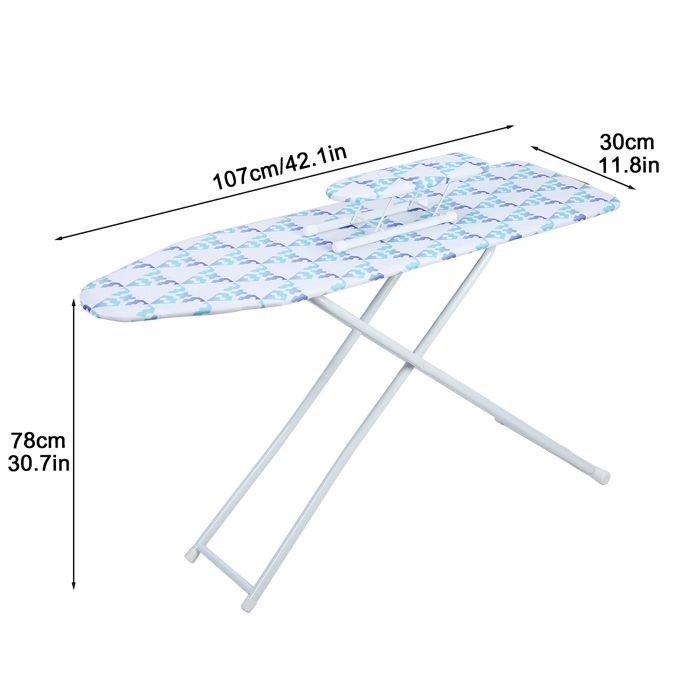 Table à Repasser Pliable FREEAMG 122x38cm - Planche Avec Housse Résistante Et Hauteur Réglable 62-79cm Noir