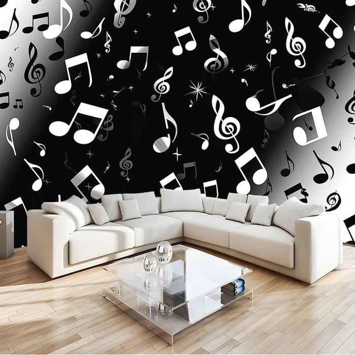 Papier Peint Intissé Panoramique WALLARENA – Feuilles Noir Et Or, XXL, Moderne, Salon/chambre