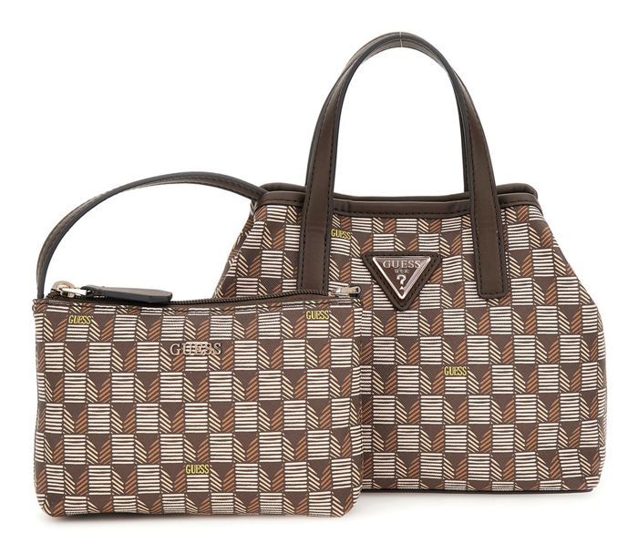 GUESS Sac à main marron brun foncé pour femme G Wave Mini Tote