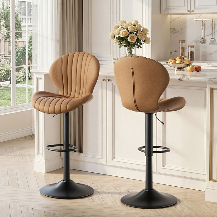 BatonY Tabouret de bar lot de 2 chaise de bar Chaises de cuisine avec dossier et repose-pieds pour la cuisine Marron