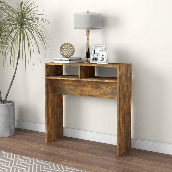 Table dappoint Console Vidaxl Chêne fumé 78x30x80 cm Bois dingénierie T88
