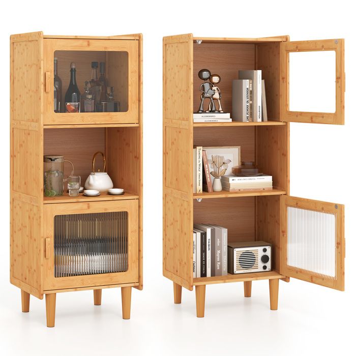 COSTWAY Buffet de Cuisine avec Compartiment 2 Portes Kits Anti-basculement pour Cuisine Salle à Manger Salon 49 5x40x130 cm