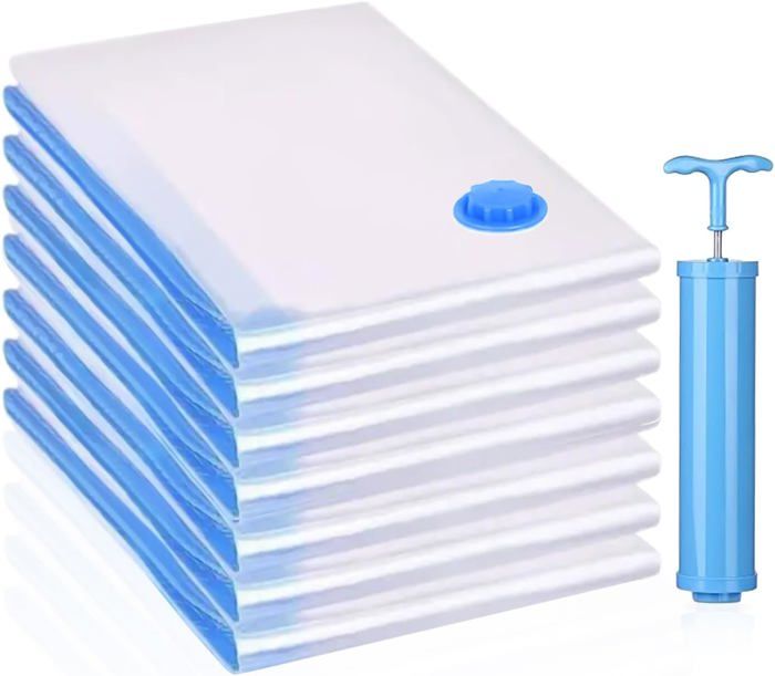Sac de Rangement Sous Vide,7PCS,Sac sous vide Vetement Aspirateur,Compression Housse Aspirable Rangement Réutilisable pour Literie - Maison
