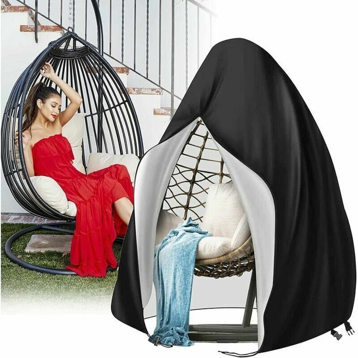 Bache de protection 195 x 120cm Housse de Chaise Oeuf Housse de Chaise Suspendue de Patio Housses Housses de Meubles en Rotin
