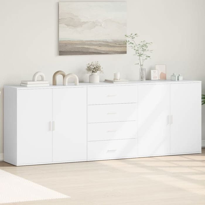 Bahut de SalonArmoire de CuisineLot de 3 Buffets pour Salle à Manger Blanc bois dingénierie BONNIE B77809741