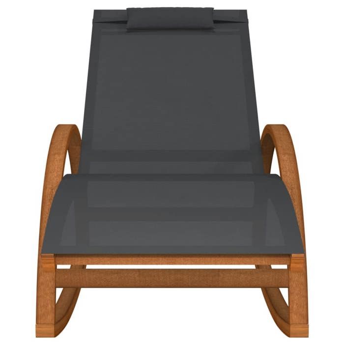 Bon plan Transat extérieur - JILI HOT - Chaise à bascule textilène gris et - Bois de peuplier massif - pour camping/jardin
