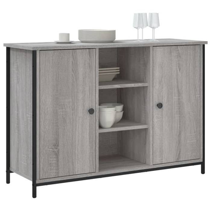 (SOLDE dété) Placard/Buffet bas - Décor salon - sonoma gris 100 x 35 x 70 cm bois dingénierie *aspect pratique1801674