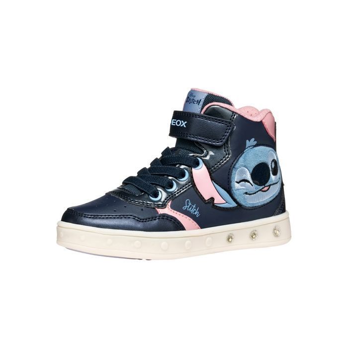 Geox Basket Montante à Scratches Geox  Skylin Girl Synt.Lea+Pea - Marine Rose
