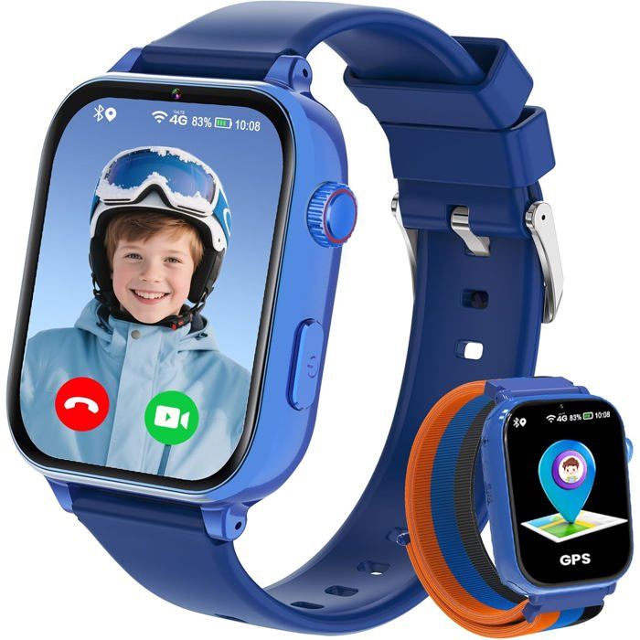 Montre Connectée Enfant 4G Gps Smartwatch Téléphone Pour Fille Garçon Avec Sos Chat Appel Vidéo Wifi Mode Classe