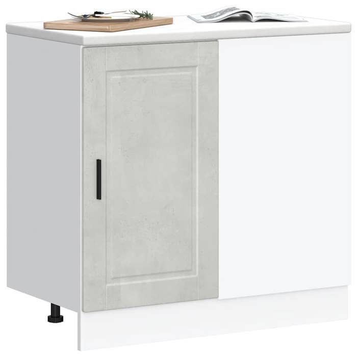 Black Week Armoire rangement - CLARENCE - Vitrine de cuisine - Grande espace - Porto gris béton bois dingénierie AA2215