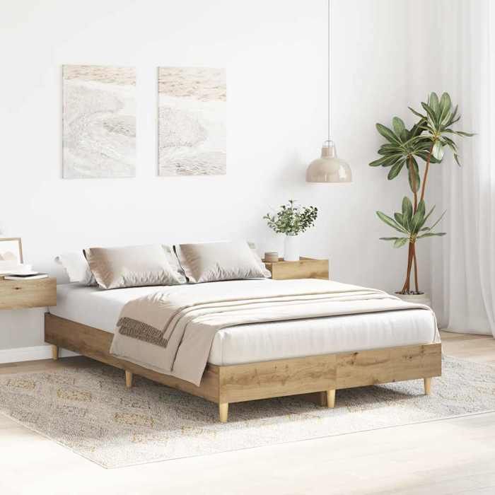 Brun 120 x 190 cm - Lit Bois - stables et durable - Cadre de lit - matelas non inclus - chêne artisanal 120x190 cm 001_284855