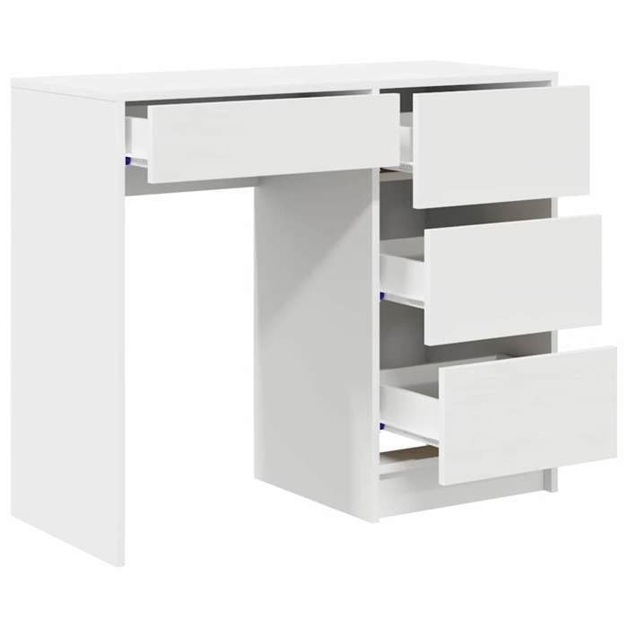 Bureau BURKE Blanc Table à écrire - 1 PERSONNE - avec tiroir - Blanc 90x375x75 cm - Bois dingénierie BB1008