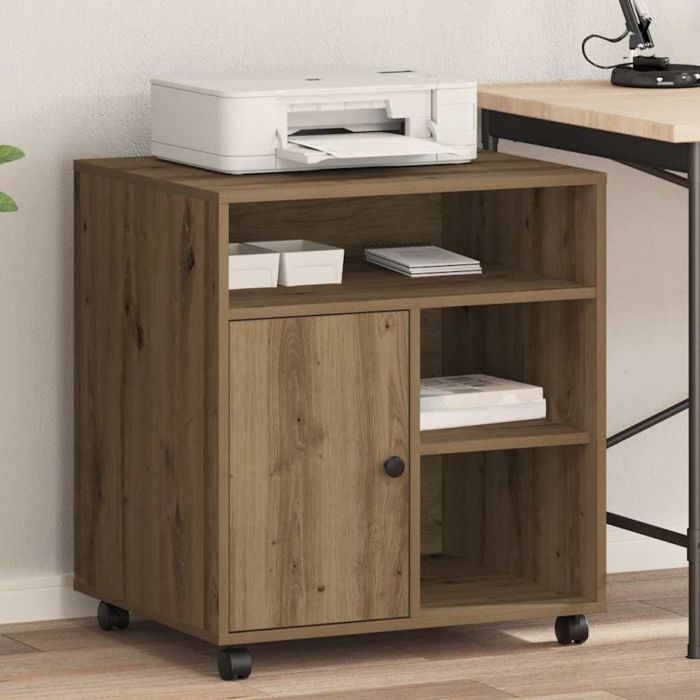 Caisson de bureau - desserte de bureau Vidaxl - 862283 - Support dimprimante avec roulettes Chêne Artisanal 60x50x67 cm