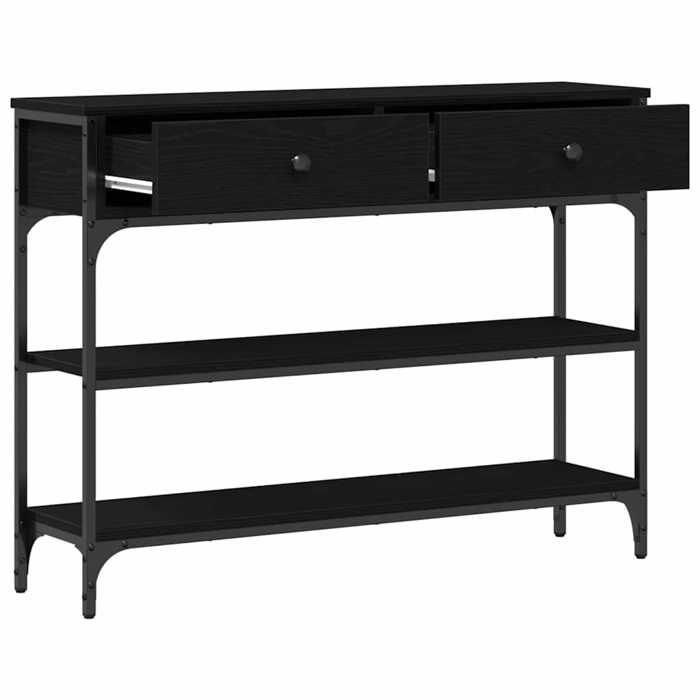 Noir Table console - CLARENCE - Meuble couloir - avec tiroir Chêne noir 100x25x75 cm - CC1068