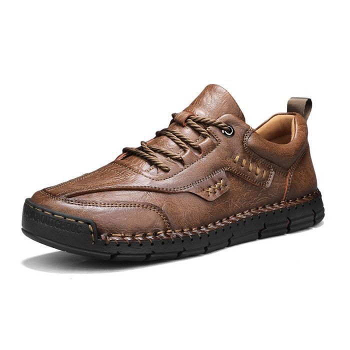 INSFITY Basket Homme en Similicuir Homme Plat Antidérapage Vintage - Kaki
