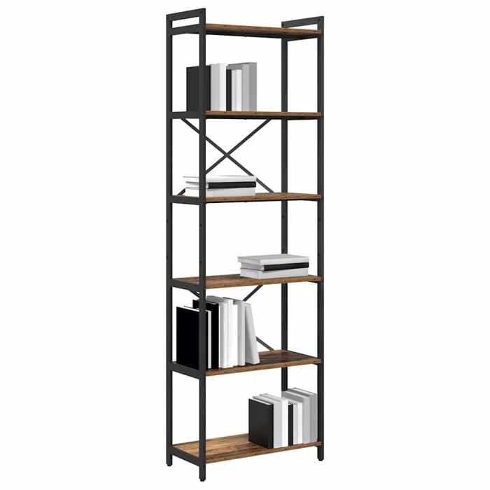 Organisateur/Etagère à Livres(1 PCS) - ZENCORE - Bibliothèque de Rangement - Bois ancien 60x30x189 5cm - Bois dingénierie LH75770