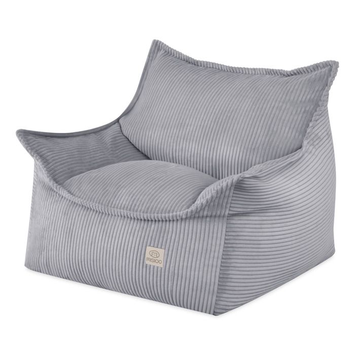 Fauteuil Pouf Siège Poire pour Bébé Enfants pour la Chambre dEnfant MISIOO Roya Velours Côtelé Gris 80x73x58 cm