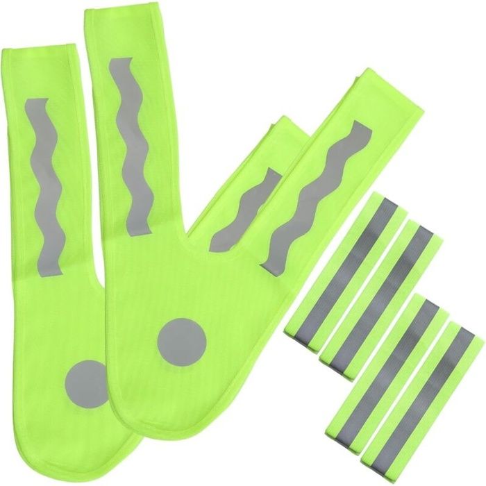 Gilet de Sécurité pour Enfant 2 Pieces Gilet Fluorescent pour Enfant avec 4 Sangles de Poignet Réfléchissantes