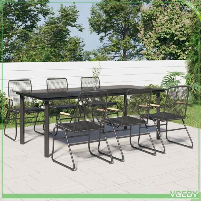 Ensemble à manger de jardin 7 pcs - FAFEICY - 3099213 - Rotin PVC anti-intempéries - Cadre acier robuste - Table verre 200x100 cm