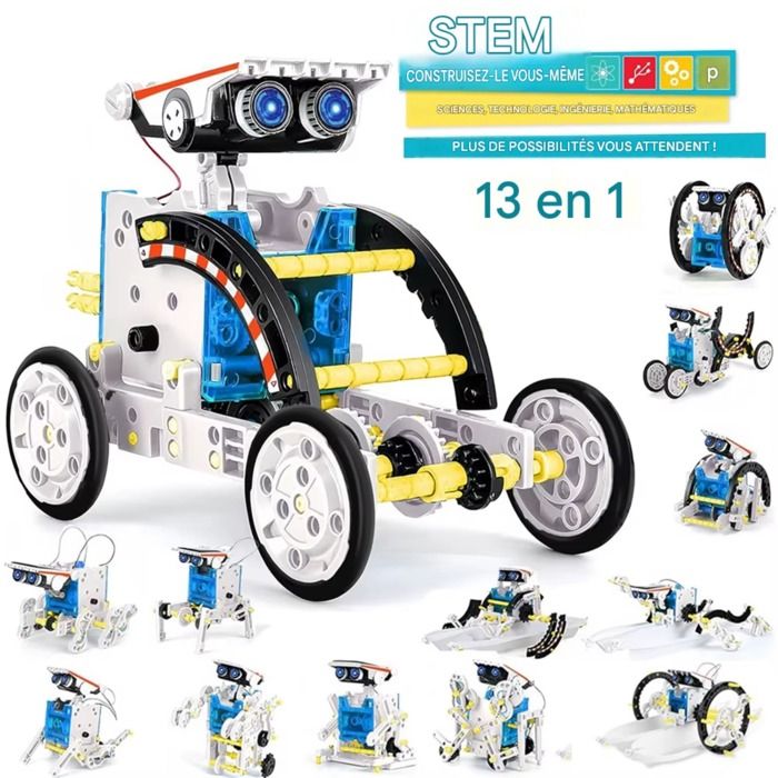 Kit robot solaire 13 en 1 à assembler STEM enfant 10+ – jouet éducatif robotique énergie solaire