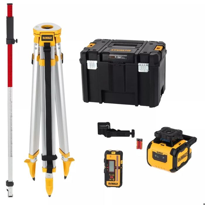 Pack pro niveau laser rotatif horizontal faisceaux rouges alcalines DEWALT DCLE05211RL XJ