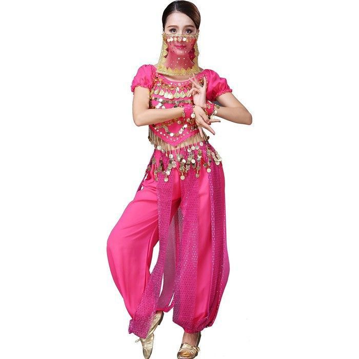 Costume de danse du ventre - ASTAGE - Ensemble 5 pièces - Pantalon harem - Top réglable - Taille unique