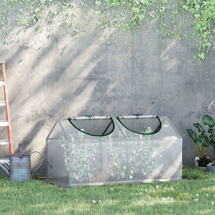 Serre de jardin - 120 x 60 x 60 cm - 2 fenêtres zippées - Bâche PE 140 g/m² - Cadre acier anti-corrosion