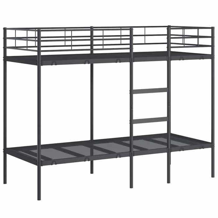 Luxe&Mode Lit superposé - sans matelas - Lit adulte simple - 2 ans garantie - noir 75x190 cm acier（43301）