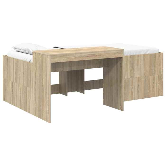 Lit mezzanine - Lit simple haut pour enfants avec bureau - vidaXL - chêne sonoma - bois dingénierie - 90 x 200 cm 8697946