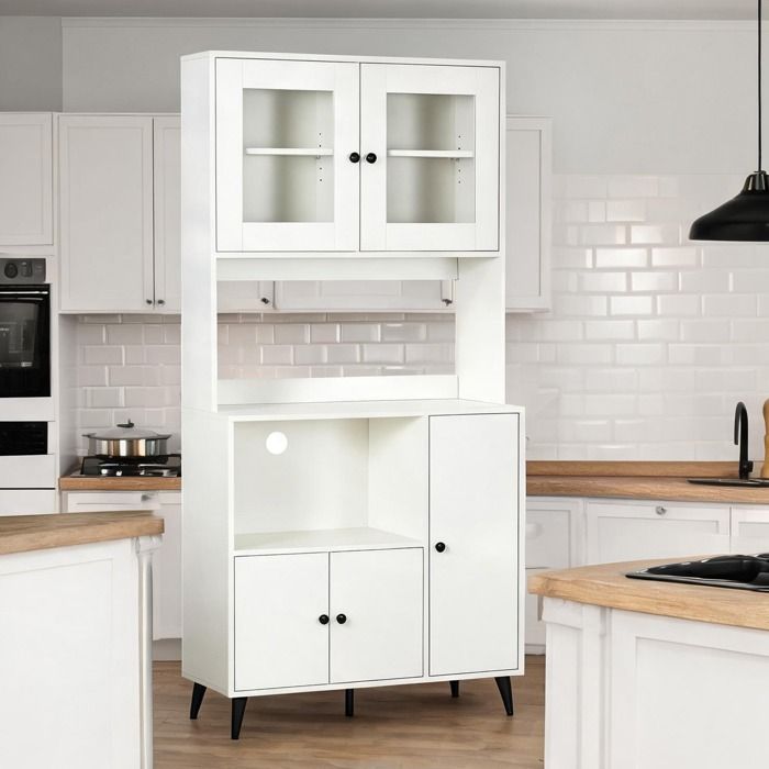 Buffet Bahut Enfilade en Panneau de particules Blanc 90 x 40 x 180 cm