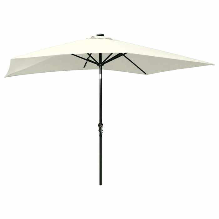 Magnifique Parasol de jardin avec LED et mât en acier sable 2x3 m - design polyvalent - pour maison - Beige 7.42 kg 2026_672459