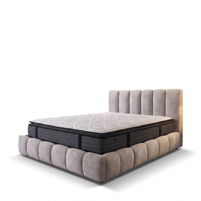 Ensemble lit coffre Everest et matelas Nirvana 140x190 - Tissu Chenille Gris Ensemble lit coffre Everest et matelas Nirvana 140x190 - Tissu Chenille Gris