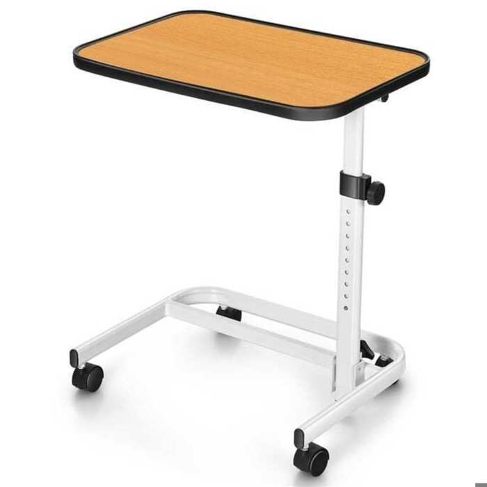 Table de lit sur roulettes plateau inclinable et hauteur réglable 73-93 cm cadre en C pour lit ou canapé