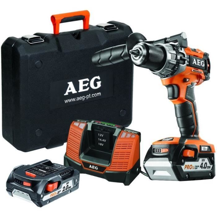 AEG - Perceuse percussion compacte 18V, batteries 2,0 Ah & 4,0Ah, chargeur,  coffret 30 pcs : : Bricolage