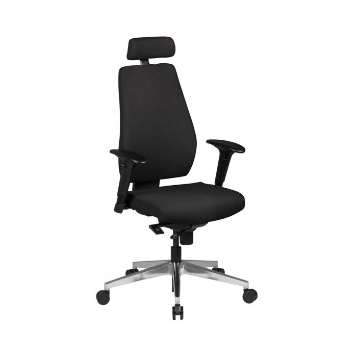 AMSTYLE tissu Office Chair DARIUS noir chaise de bureau chaise patron chaise pivotante mécanisme synchrone appuie - tête 120 kg