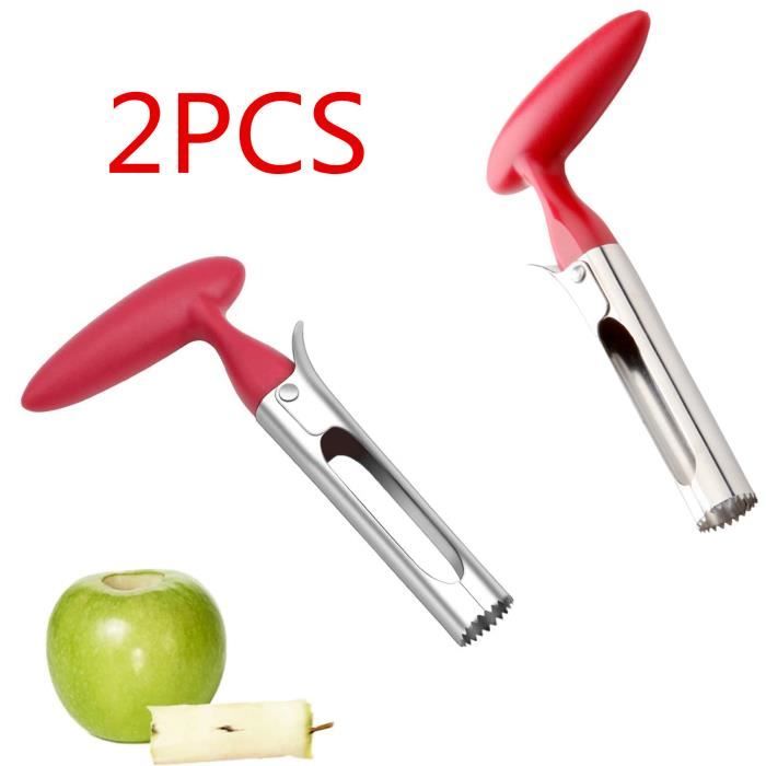 Vide-pomme Professionnel Vide-pomme En Acier Inoxydable - Dénoyauteur Fruits Cuisine - Lame Dentelée - Poignée Ergonomique Rouge Trognon Pomme